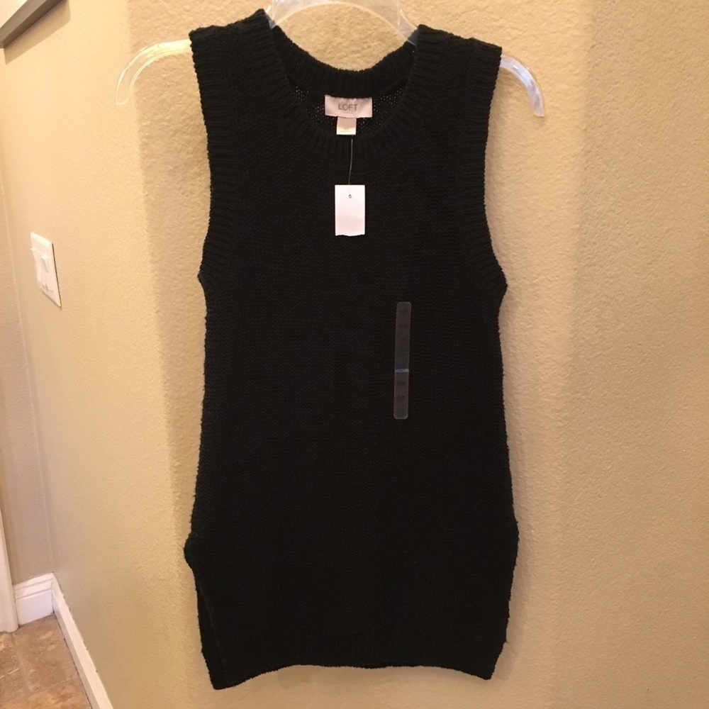 NWT~ANN TAYLOR Women Black Knit Tunic Tank Top Size XS